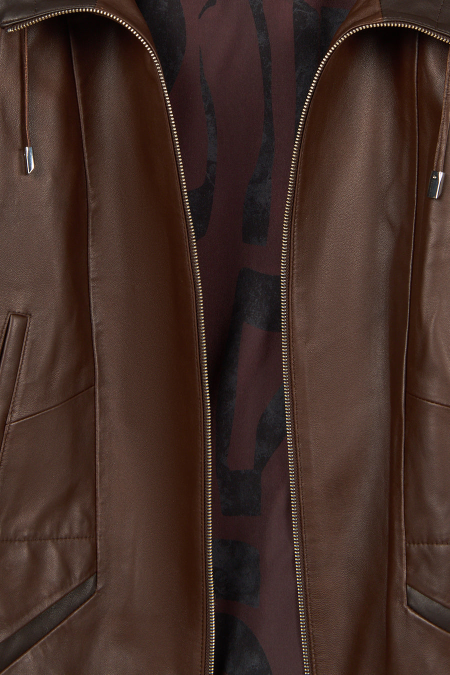 Selia Woman Brown Hooded Leather Coat