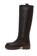 Women's Brown Thick-Soled Leather Boot | Derimod