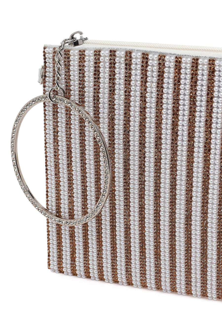 Woman Gold Chain Strap Embellished Evening Bag