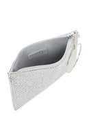 Woman Silver Chain-Strap Rhinestone Evening Bag | Derimod