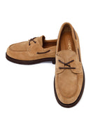 Woman Camel Lace-up Suede Casual Shoes | Derimod