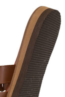 Woman Brown Strapped Leather Slipper | Derimod