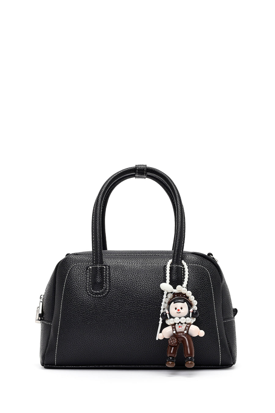 Women's Black Long Strap Charm Handbag