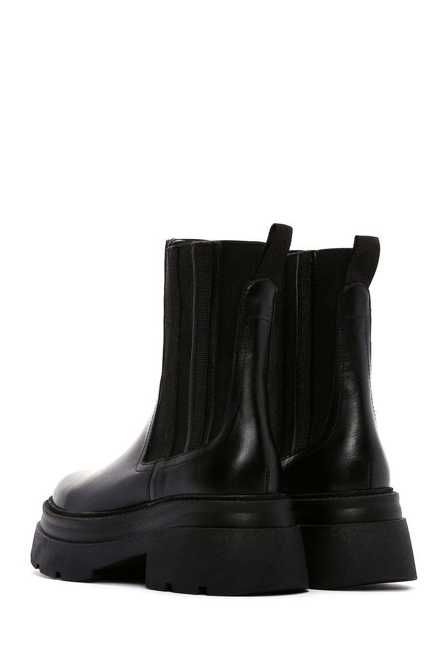 Women's Black Leather Thick Soled Chelsea Boots