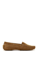 Women's Tan Suede Leather Loafer | Derimod