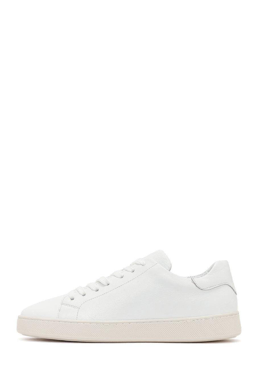Erkek Beyaz Bağcıklı Deri Sneaker