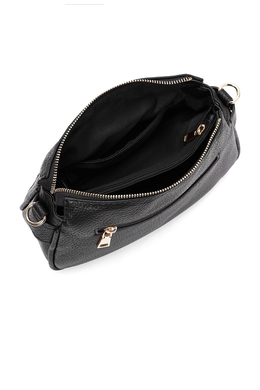 Woman Black Long-Strap Crossbody Bag