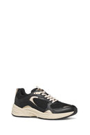 Geox Women Black D Zarvıa A - Mesh+Pearl.Gbk Lace-Up Thick Sole Leather Sneaker | Derimod