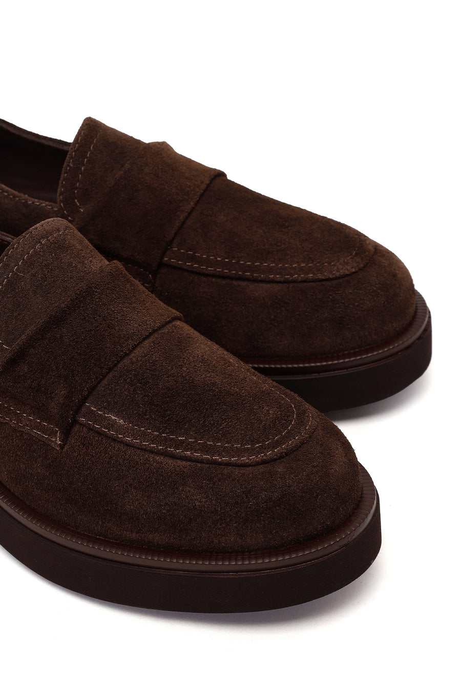 Woman Dark Mink Suede Masculine Loafer