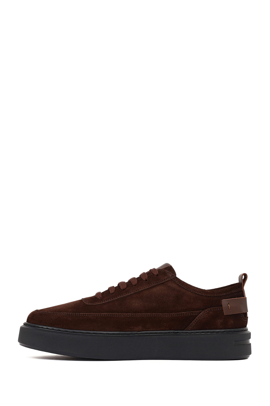 Erkek Kahverengi Bağcıklı Kalın Tabanlı Süet Deri Sneaker