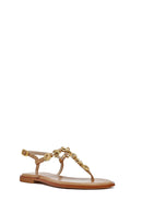 Women's Brown Ankle Buckle Flip-Flop Leather Sandals | Derimod