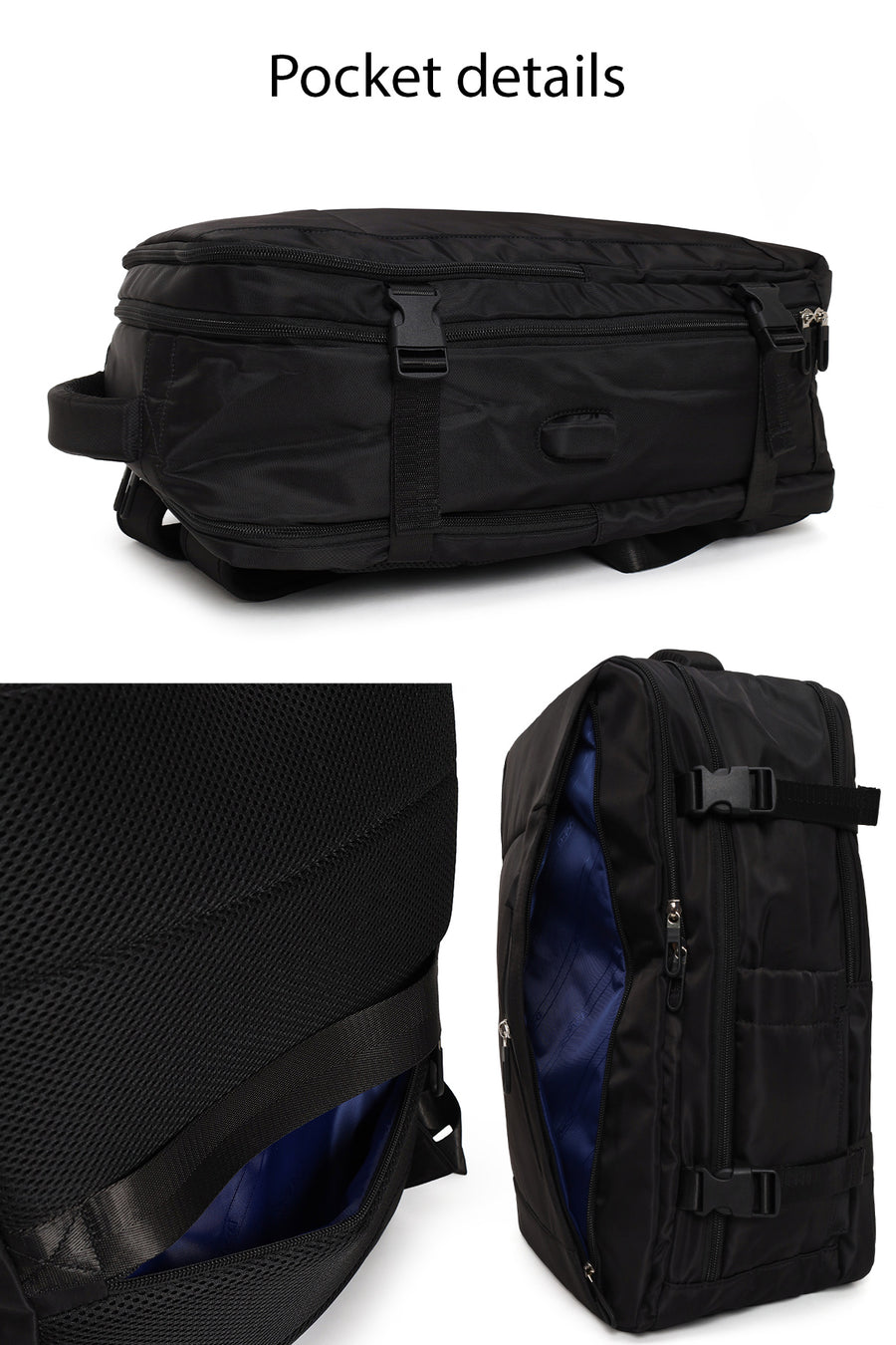 D-Pack Male Black Fabric Backpack
