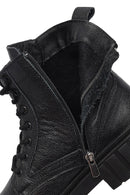 Men's Black Zippered Leather Postal Boots | Derimod