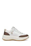 Geox Woman White Thick Sole Lace Up Leather Sneakers | Derimod