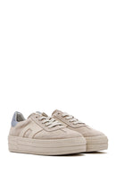Women's Beige Lace-Up Suede Leather Sneaker | Derimod