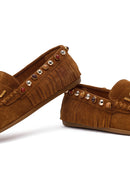 Women's Tan Tassel Suede Leather Loafer | Derimod