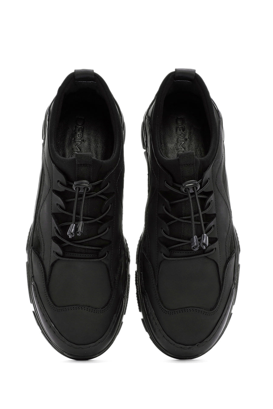 Men's Black Lace-up Leather Sneaker