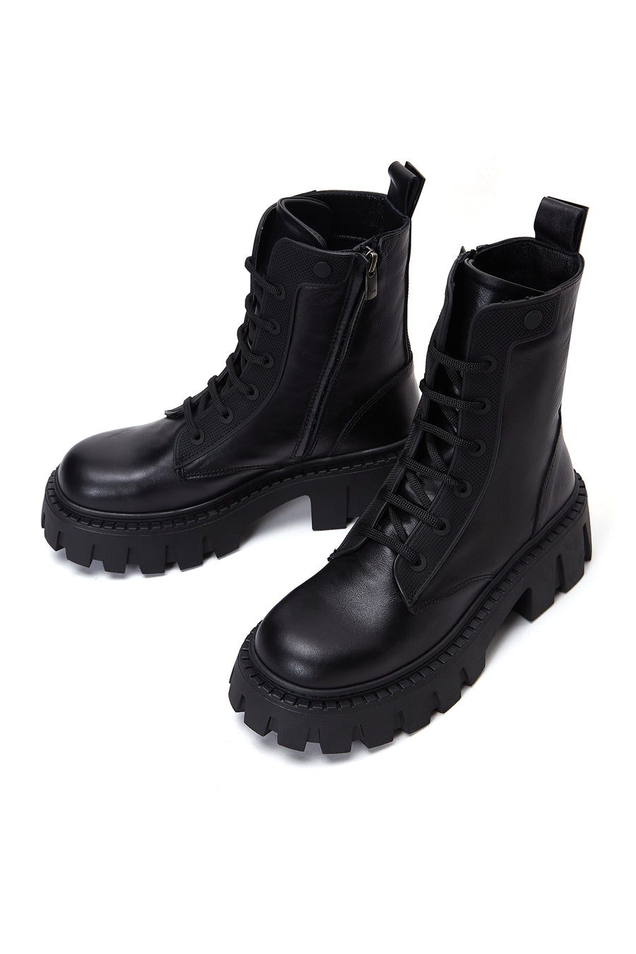 Women's Black Zippered Leather Boots