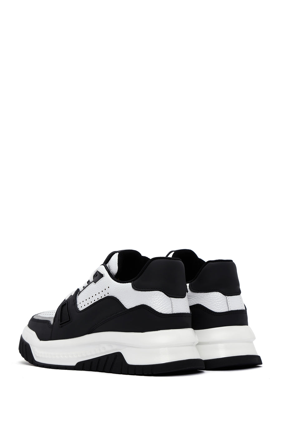 Erkek Beyaz Deri Kalın Tabanlı Sneaker