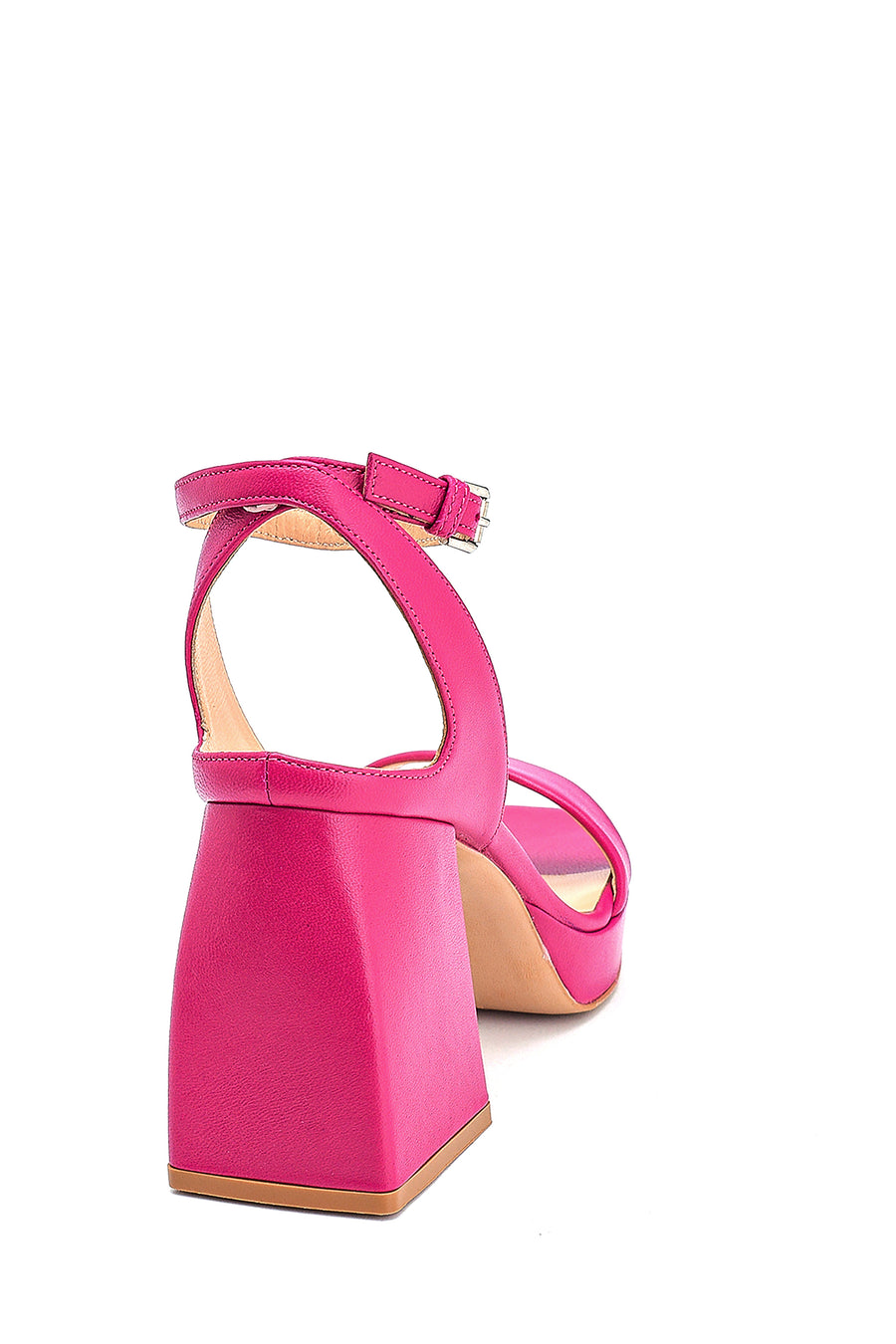 Women's Platform Heeled Leather Sandals