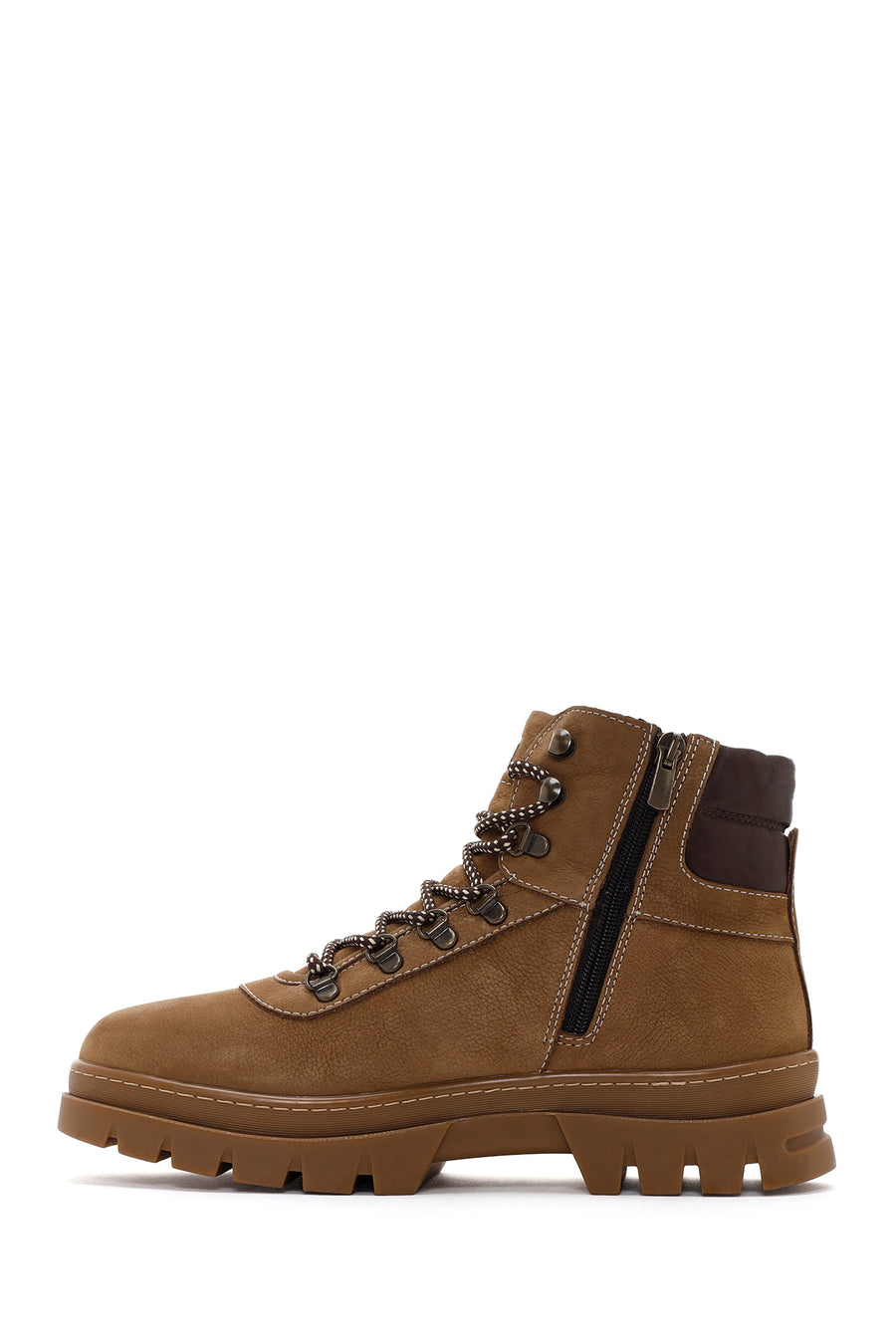 Men's Tan Nubuck Leather Zippered Boots