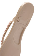 Women's Beige Flip Flops with Stones Jelly Slippers | Derimod