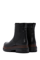 Woman Black Thick Sole Leather Chelsea Boots | Derimod