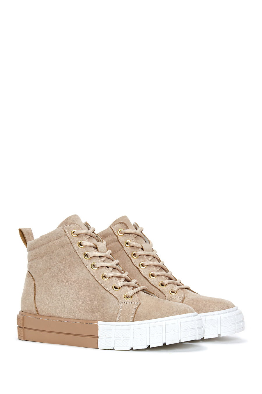 Women's Beige Suede High Top Sneaker