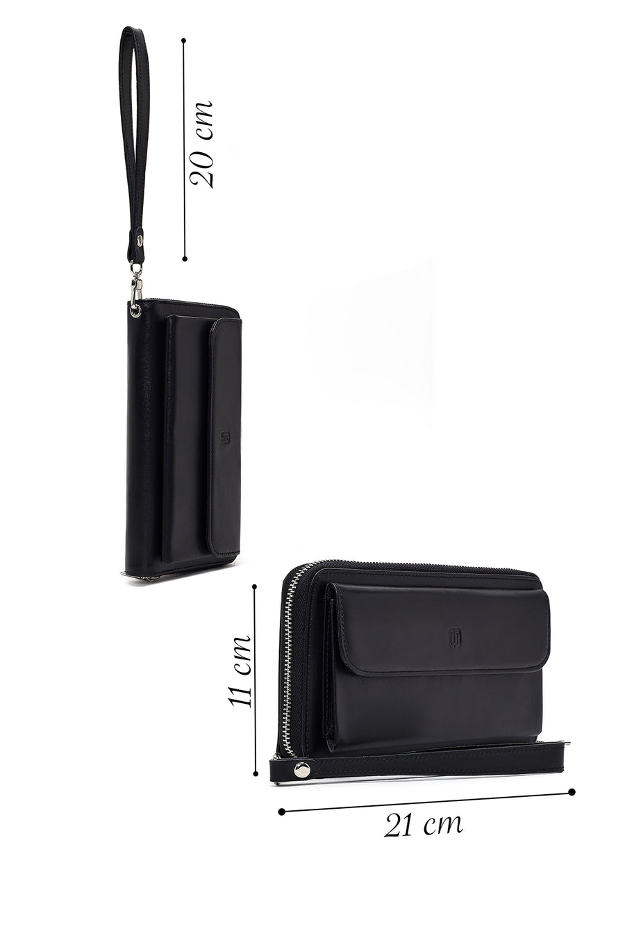 Men's Black Leather Mini Handbag