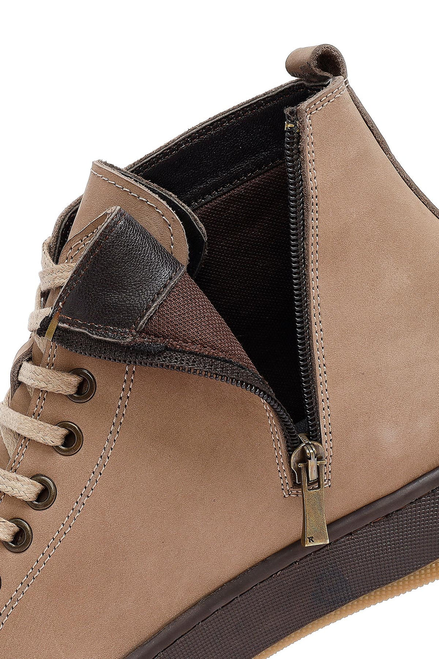 Men's Mink Lace-Up Zippered Nubuck Leather Sports Boots