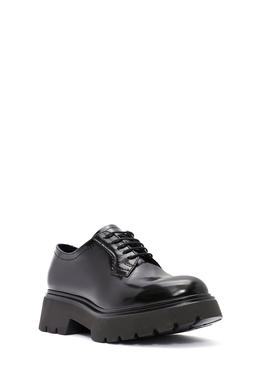 Women's Black Lace-Up Leather Oxford Shoes