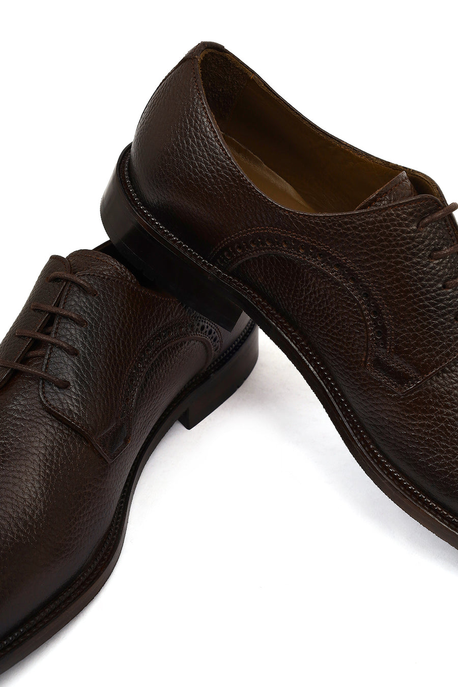 Derimod Black Male Brown Lace-Up Leather Classic Shoes