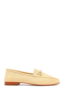 Women's Yellow Buckle Leather Loafers | Derimod