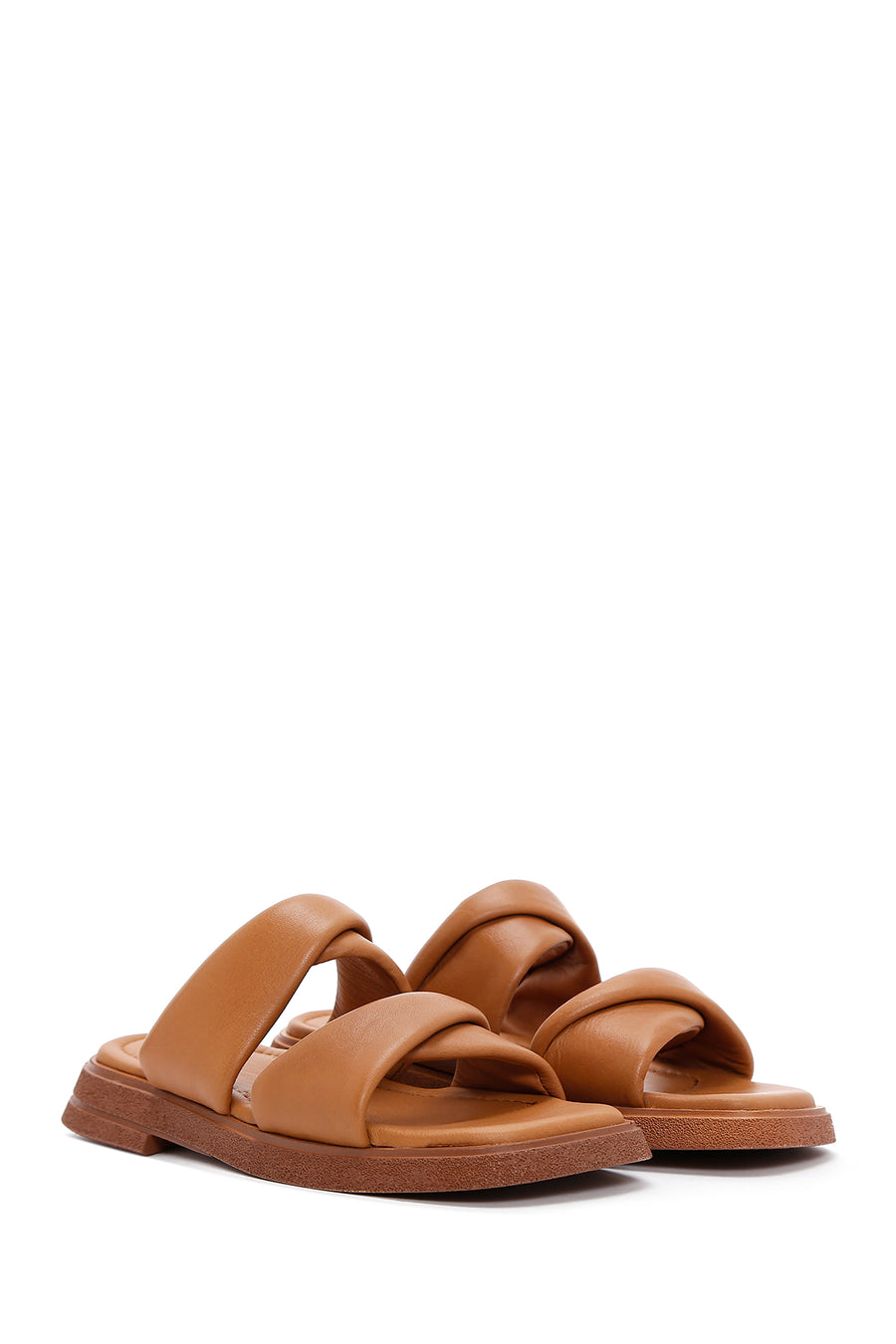 Women's Tan Leather Comfort Slippers