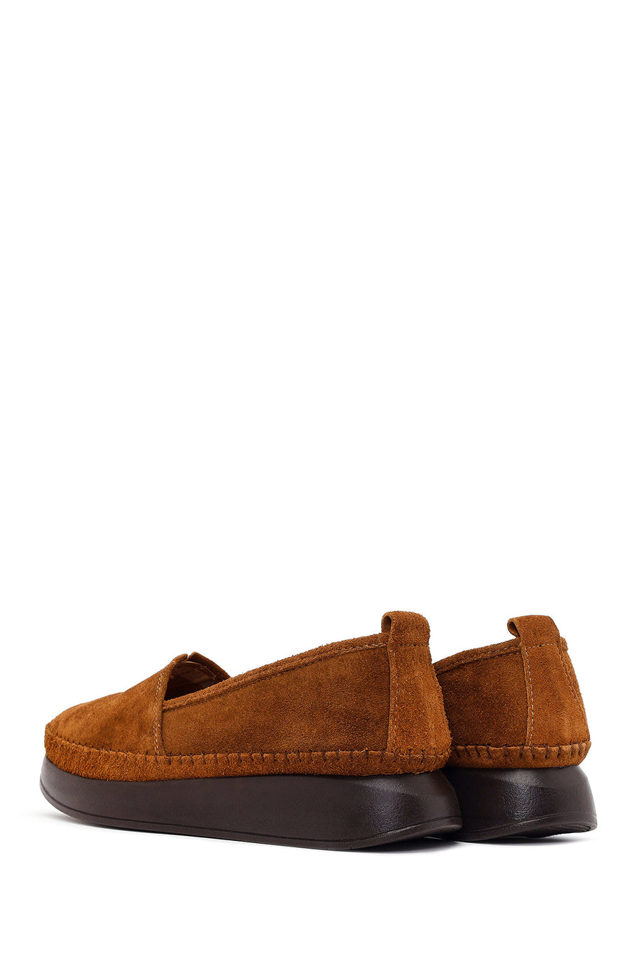 Kadın Taba Kalın Tabanlı Süet Deri Konfor Loafer