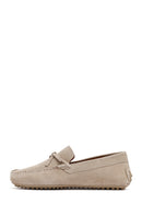 Men's Beige Suede Leather Loafer | Derimod