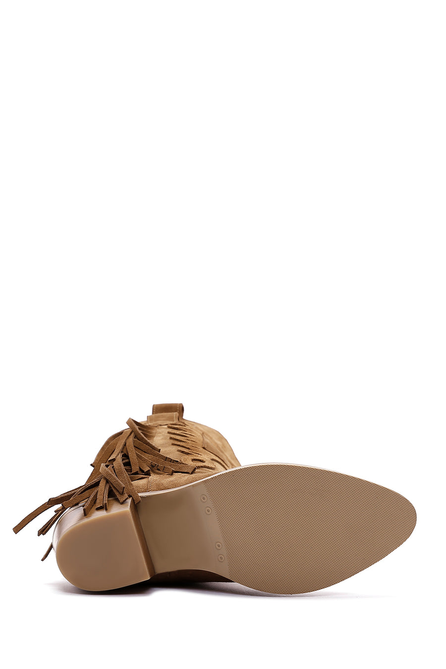 Women's Tan Suede Leather Heeled Cowboy Boots