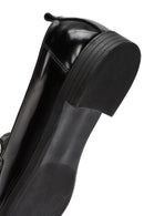 Women's Black Buckle Detailed Leather Masculine Loafer | Derimod