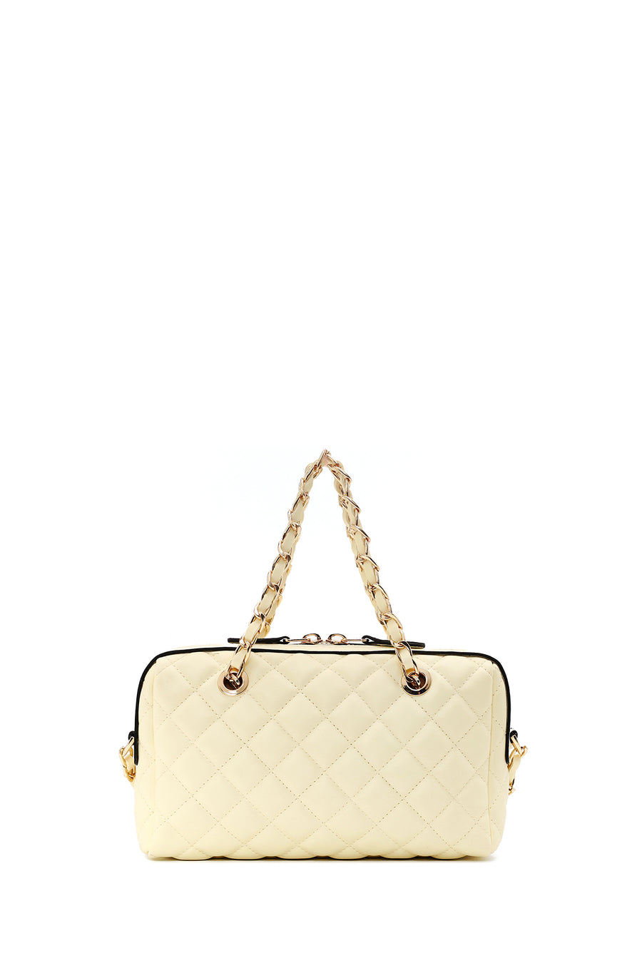Woman Yellow Long-Strap Quilted Mini Crossbody Bag