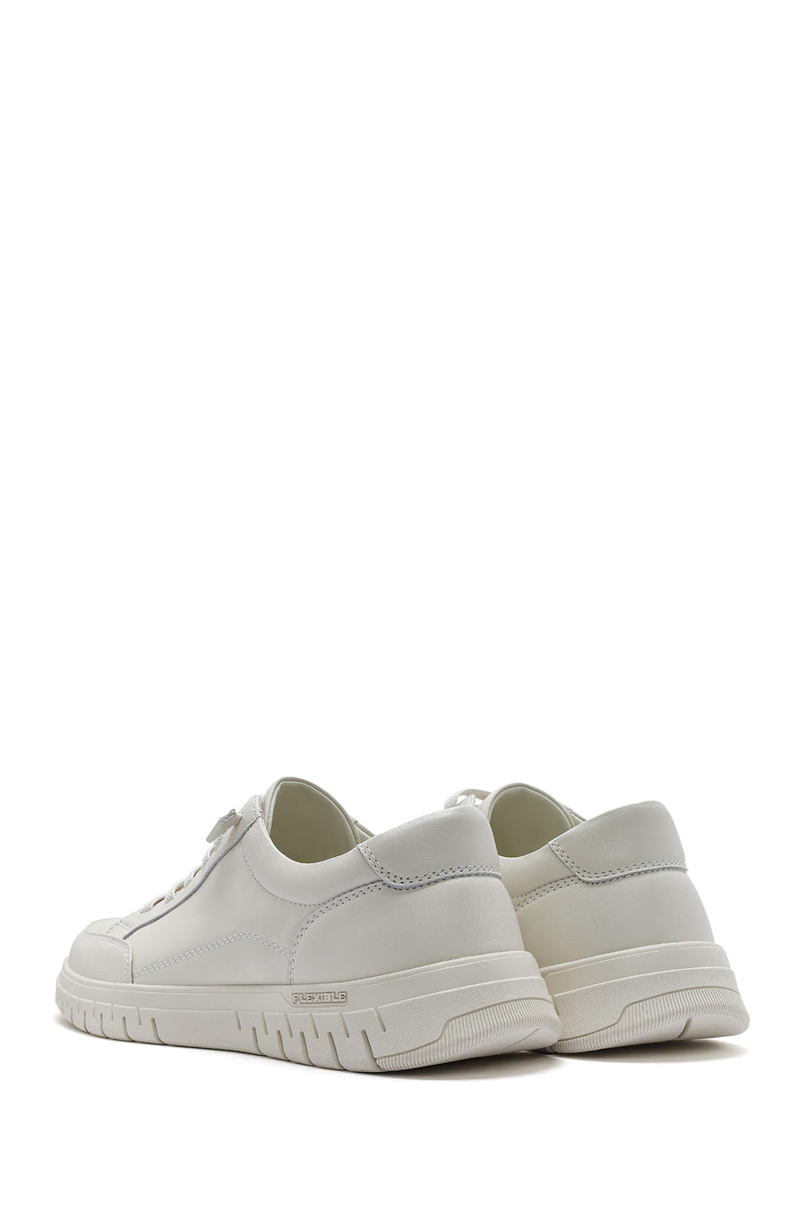 Erkek Beyaz Bağcıklı Deri Sneaker