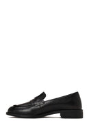 Woman Black Leather Loafer | Derimod