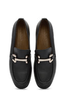 Women's Black Buckle Detailed Leather Masculine Loafer | Derimod
