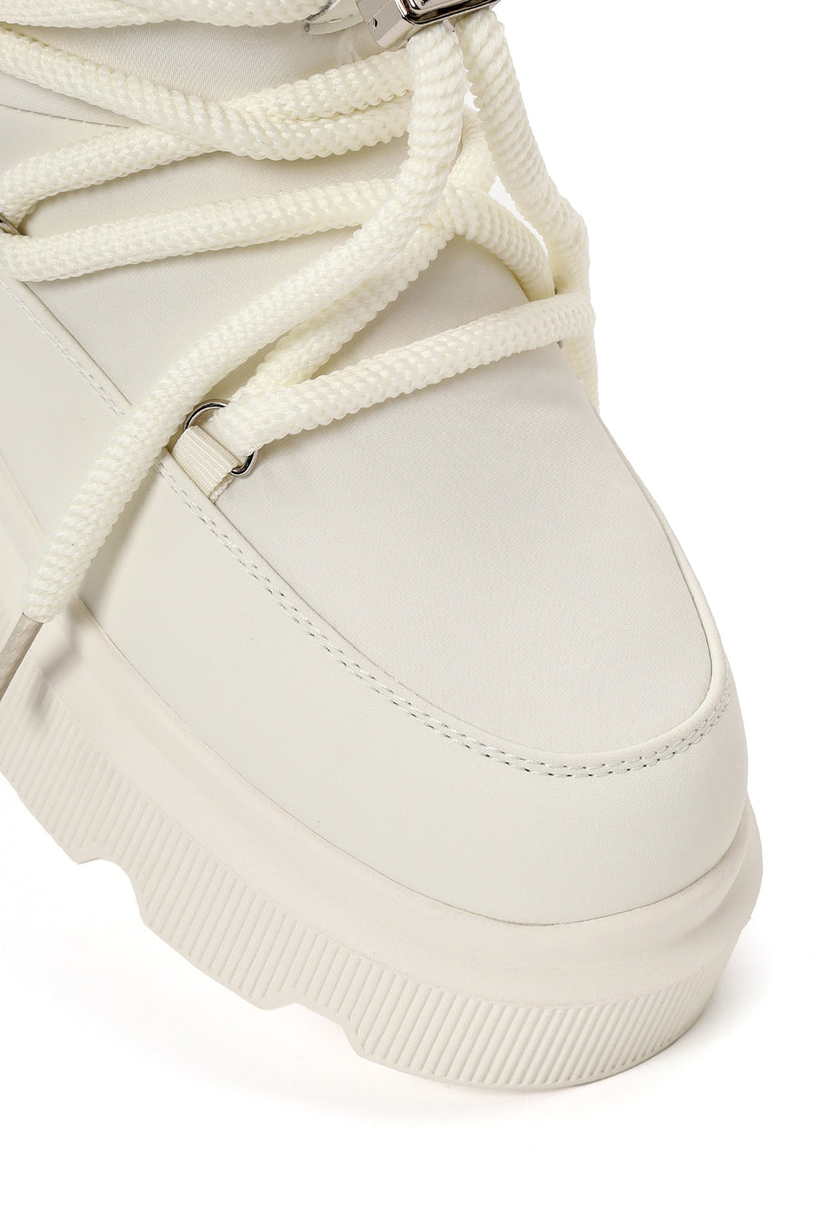 Woman Beige Lace-up Thick-soled Boots