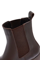 Woman Brown Chunky Heels Leather Boat | Derimod