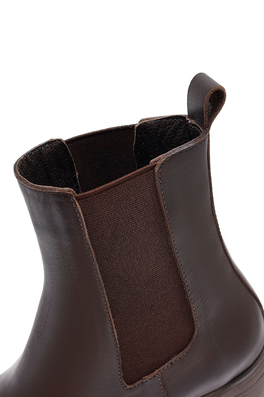Woman Brown Chunky Heels Leather Boat