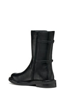 Geox Woman Black D Serılda B - Smo.Lea Zippered Buckled Leather Boot | Derimod