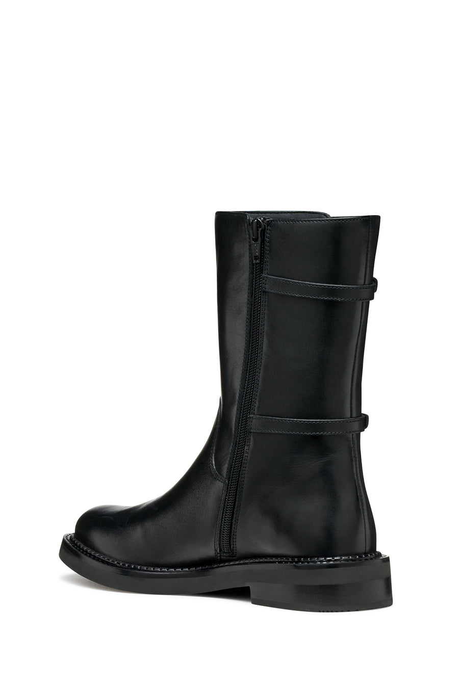 Geox Woman Black D Serılda B - Smo.Lea Zippered Buckled Leather Boot