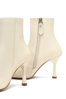 Woman Cream Zippered Thin Heel Leather Boat | Derimod