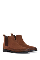 Men's Brown Suede Leather Chelsea Flat Boots | Derimod