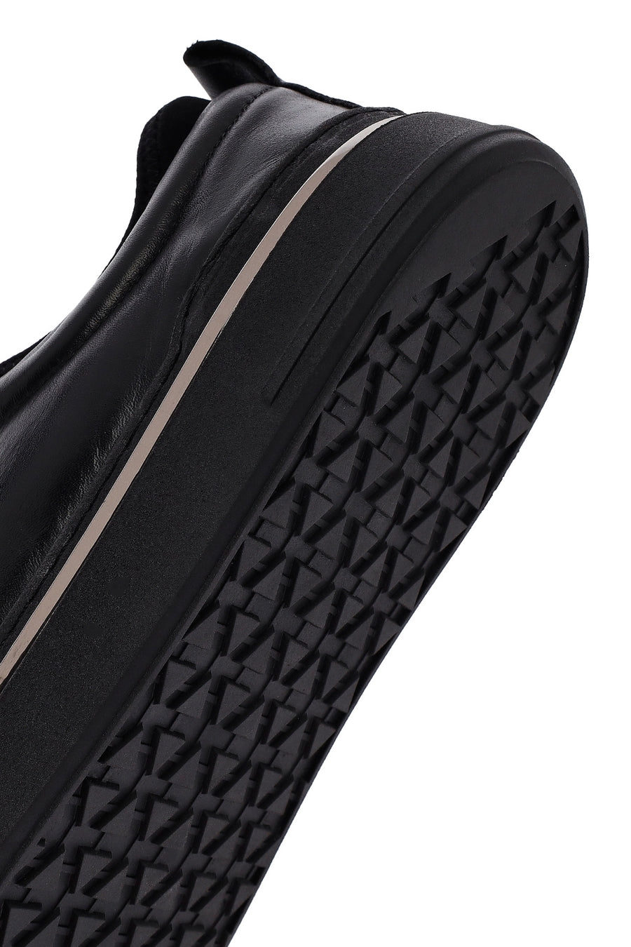 Men's Black Lace-Up Thick Sole Leather Sneakers